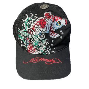 Ed Hardy Koi Fish Vintage Trucker Snapback Hat Y2K Christian Audigier